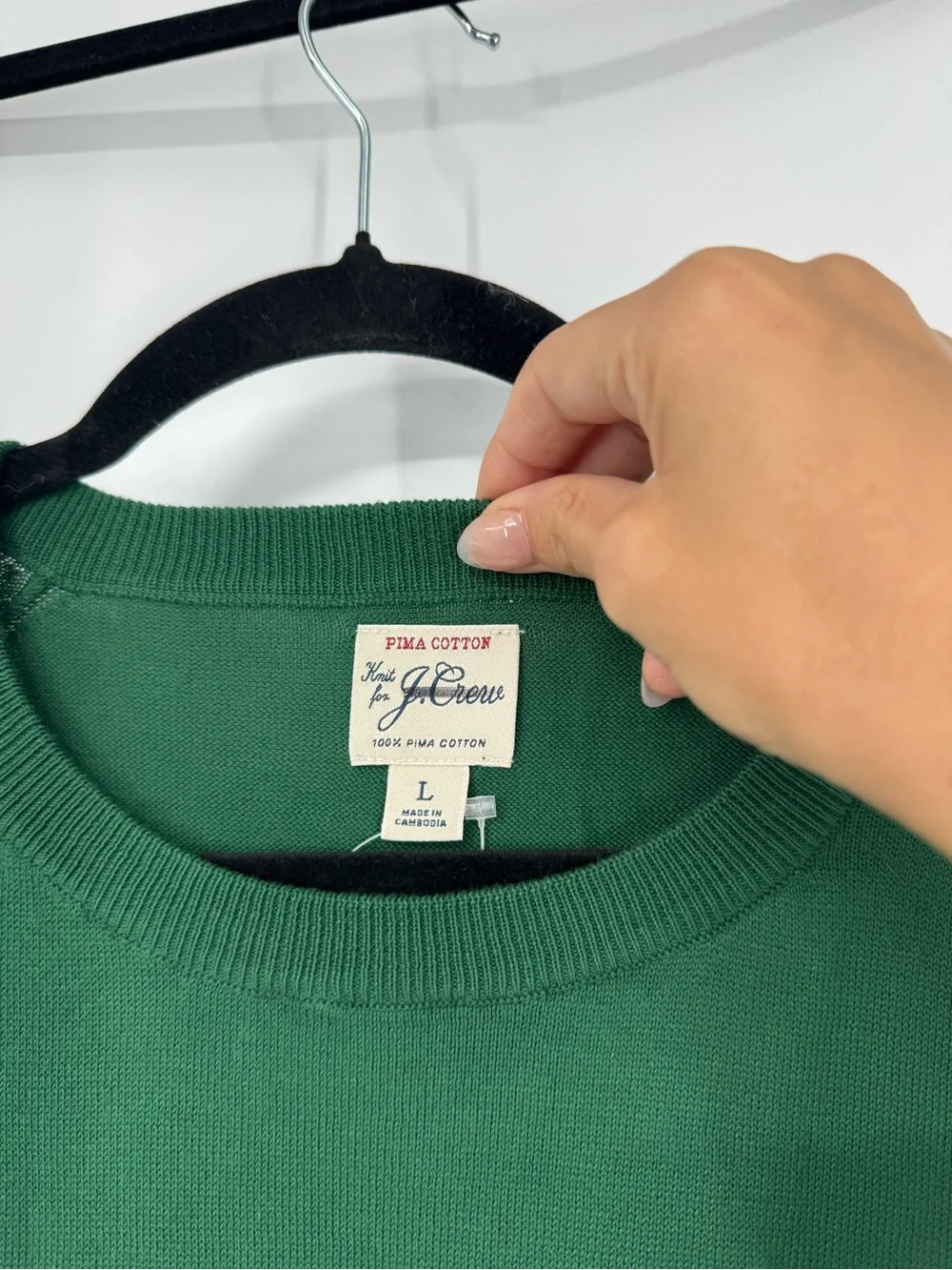 NWT J. Crew Pima Cotton Crewneck Sweater Serene Spruce Green Pullover Size L